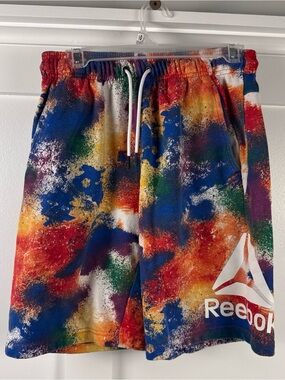 Reebok mensMulticolor Spray-Paint Athletic Shorts size Sm